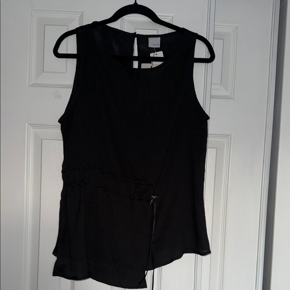 Black Tie Front Backless Tank Top. Brazilian